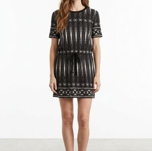 Tory Burch Bologna Knit Mini Dress Aztec 100% Pima Cotton Drawstring